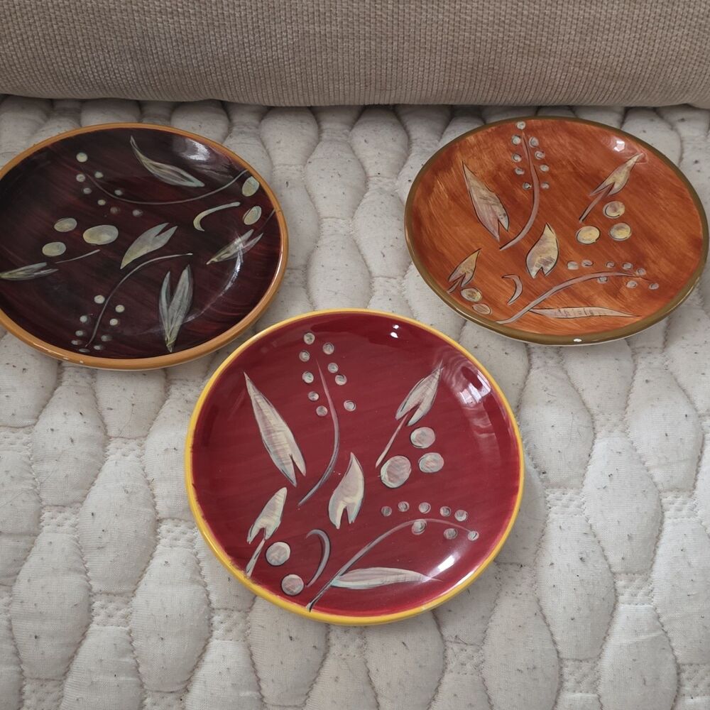 Certified International Angela Staehling Floral Ceramic Plates Set of 3 Round